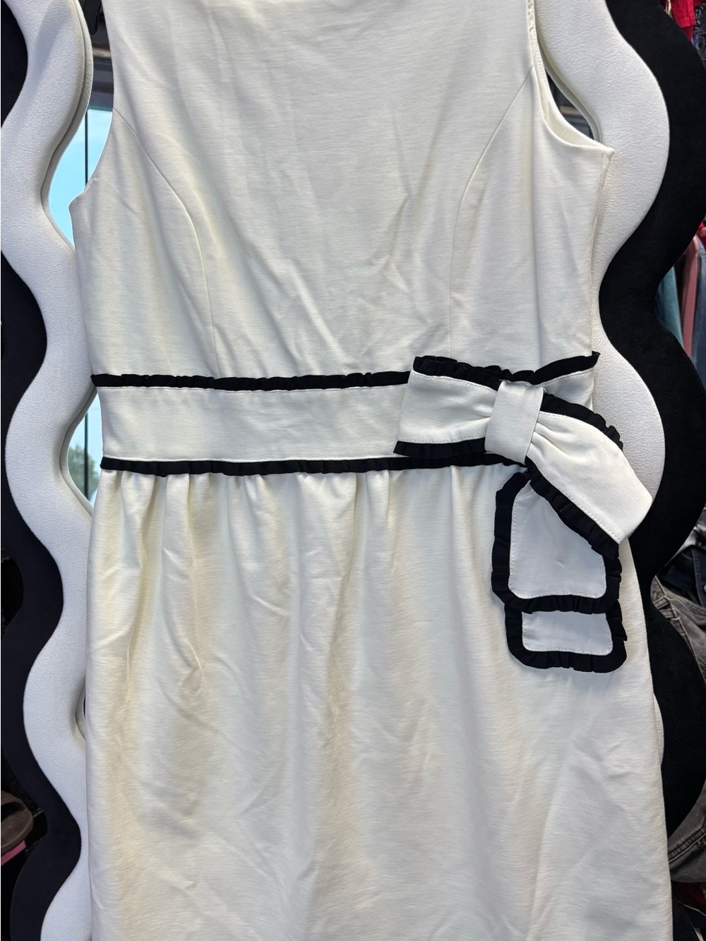 Taylor White Sleeveless Dress with Black Brand Tag